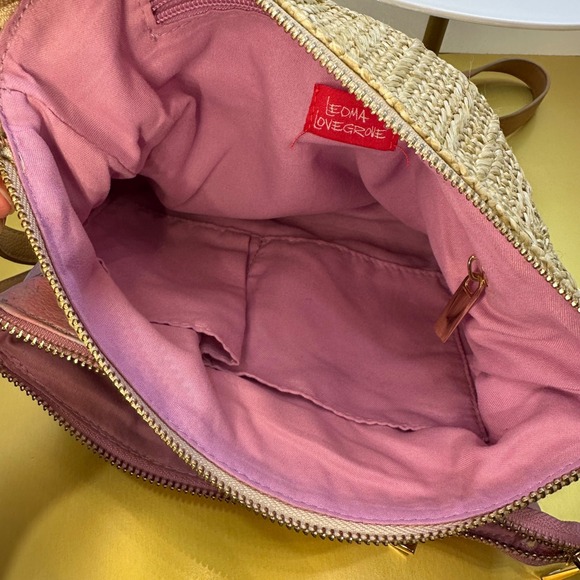 Leoma Lovegrove Pineapple Crossbody Bag Straw Faux Leather Tropical Pink Blue - Picture 11 of 13